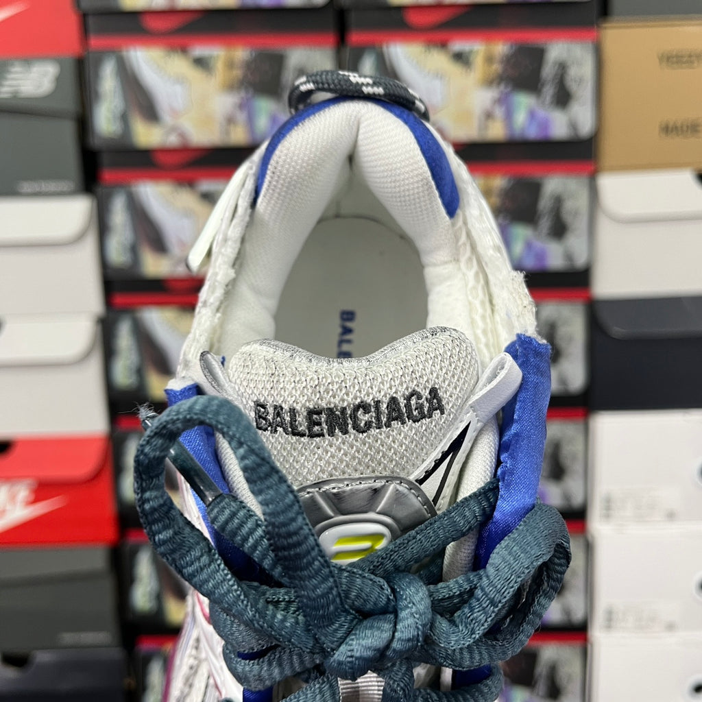 Balenciaga unisex sneaker tongue and collar, blue mesh lining with BALENCIAGA logo