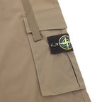 Khaki cargo pocket with Stone Island patch and adjustable strap