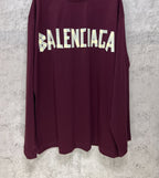 Maroon long-sleeve T-shirt with Balenciaga front text graphic and logo mark