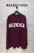 Maroon long-sleeve T-shirt with Balenciaga logo and multicolor front graphic