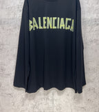 Balenciaga long-sleeve T-shirt with neon green front logo and dark hem