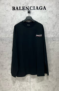 Dark long-sleeve T-shirt with small chest logo