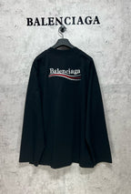 Dark long-sleeve T-shirt with Balenciaga logo on back