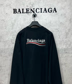 Dark long-sleeve T-shirt with large Balenciaga logo on back