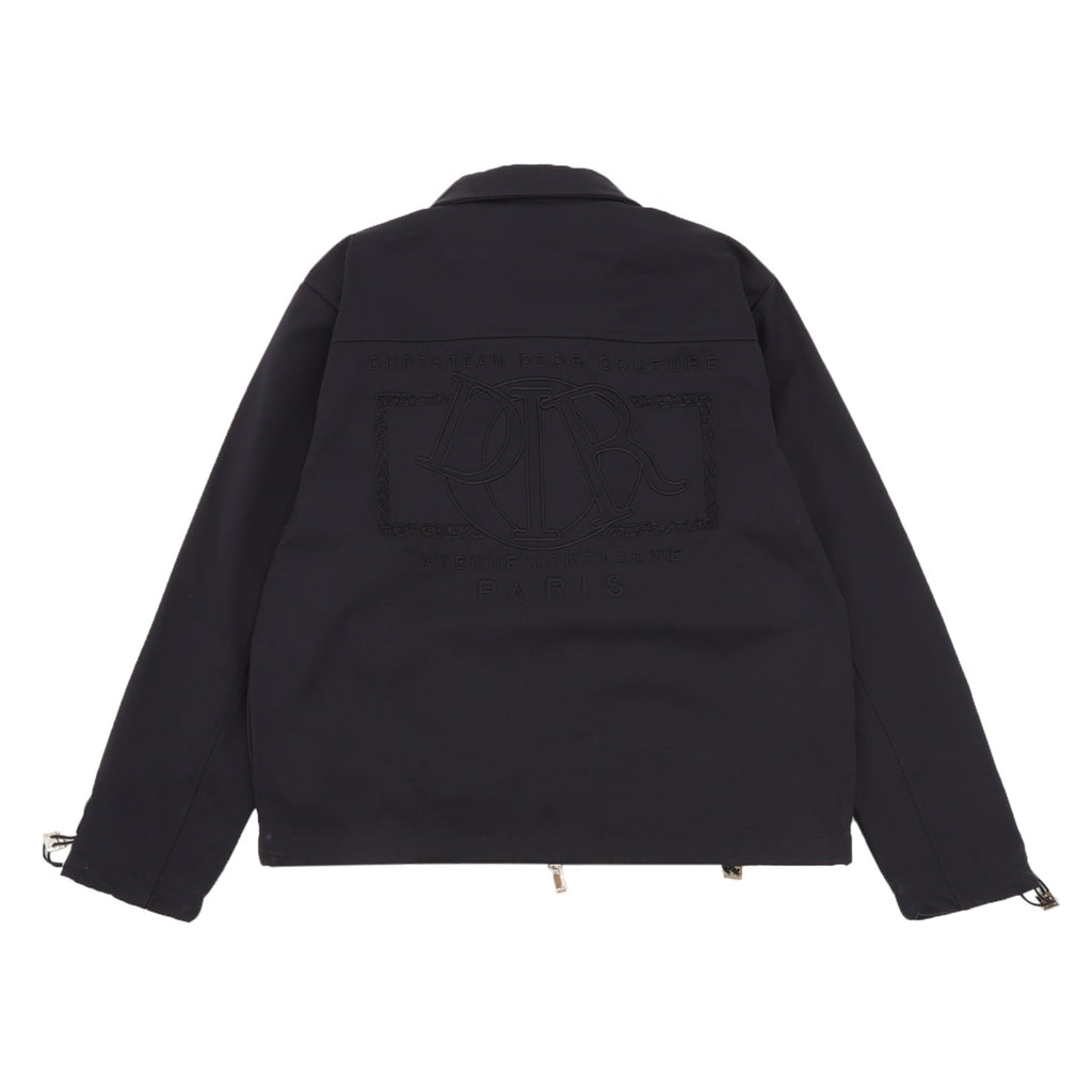 Dior long-sleeve jacket back with full zipper and embossed logo detail