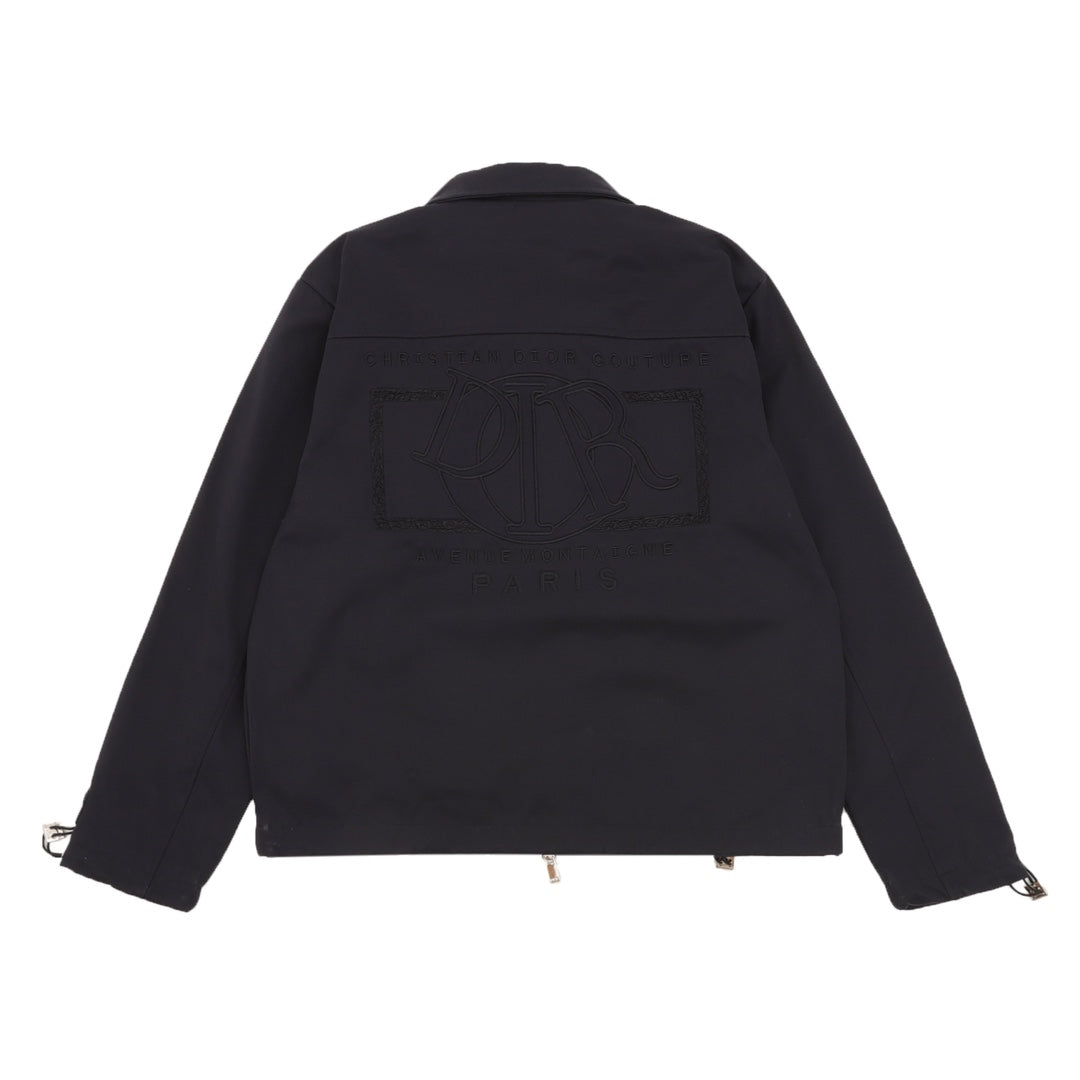 Dior long-sleeve jacket back with full zipper and embossed logo detail