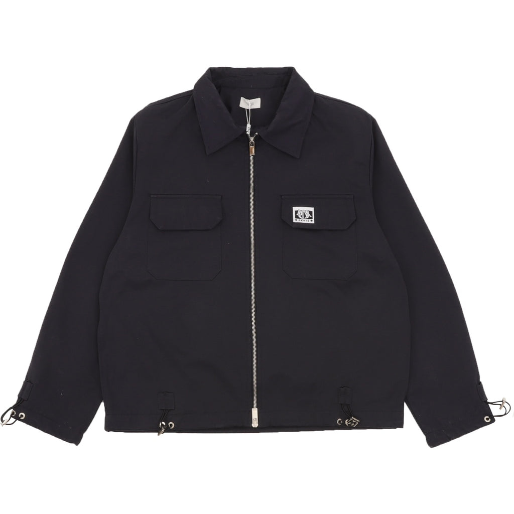 Dior long-sleeve jacket with full zipper, point collar, and flap chest pockets