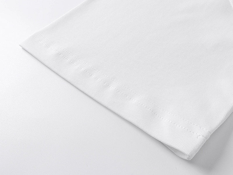 White T-shirt sleeve hem with visible stitching detail