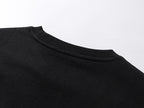 Black crew-neck T-shirt with ribbed collar trim