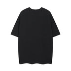 Black short-sleeve T-shirt, back view, crew neck