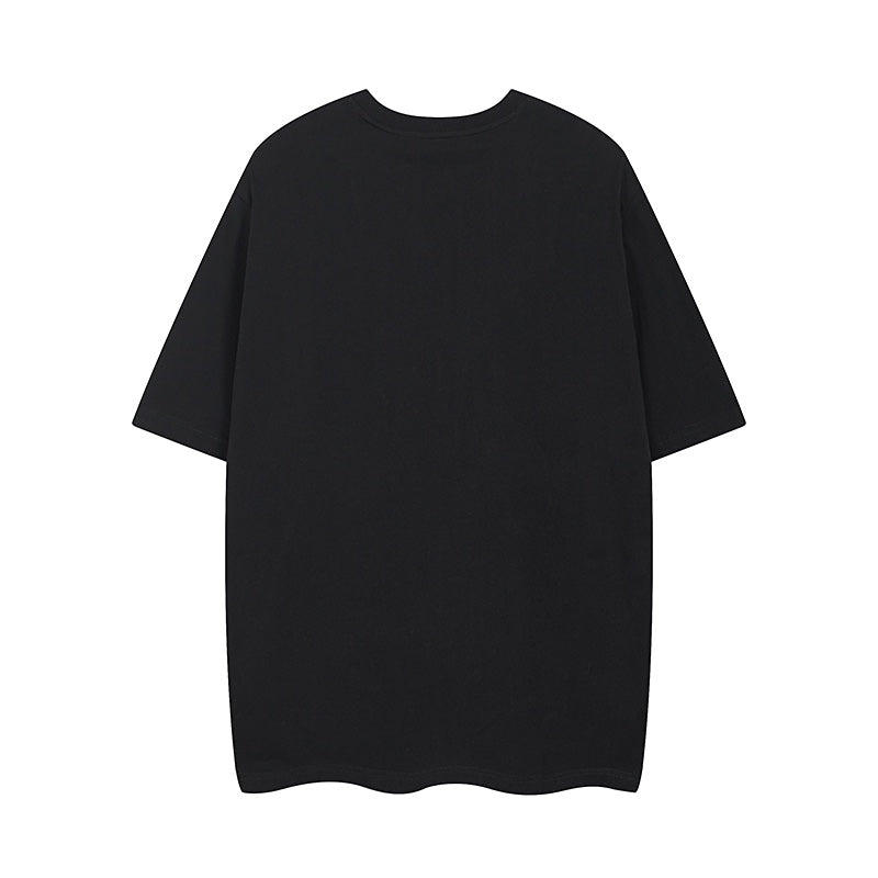Black short-sleeve T-shirt, back view, crew neck