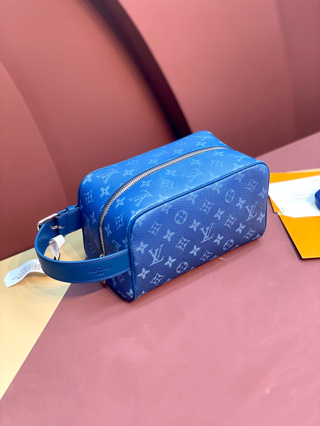 Louis Vuitton blue monogram crossbody bag with top zipper and strap