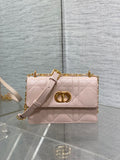 Dior pink quilted shoulder bag with gold CD clasp and chain strap