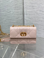 Dior pink quilted flap bag with gold chain and CD front lock