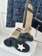 Women’s Dior ankle boots outsole view, black lug sole with star-like tread