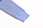 Light blue knit sweater long sleeve with ribbed cuff