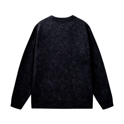 Amiri knit sweater with textured dark fabric, plain back view