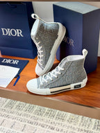 Women's patterned high-top sneakers with white laces and thick white soles