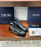 Women’s high-top sneakers with Dior monogram panels, side view