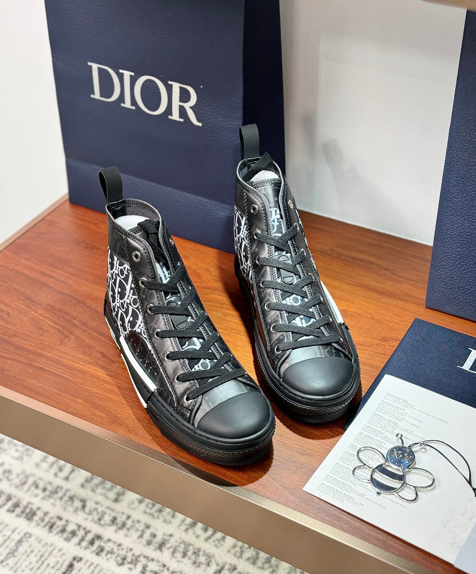 Women’s high-top sneakers with Dior monogram panels, front pair