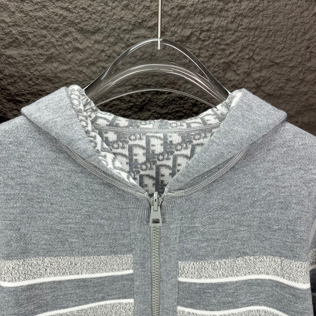 Dior zip hoodie hood with logo-print lining and front zipper