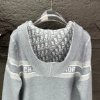 Dior zip hoodie neckline with logo-print hood lining and stripe band detailing