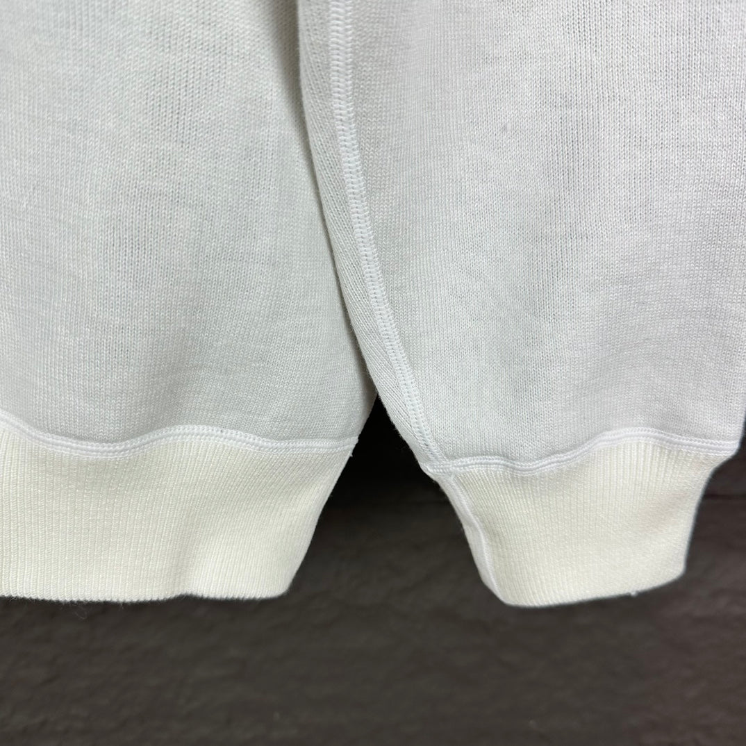 Dior white hoodie hem and cuffs with ribbed knit cuffs