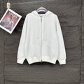 Dior white zip-up hoodie with hood drawstrings and front kangaroo pocket