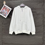 Dior white zip-up hoodie with hood drawstrings and front kangaroo pocket