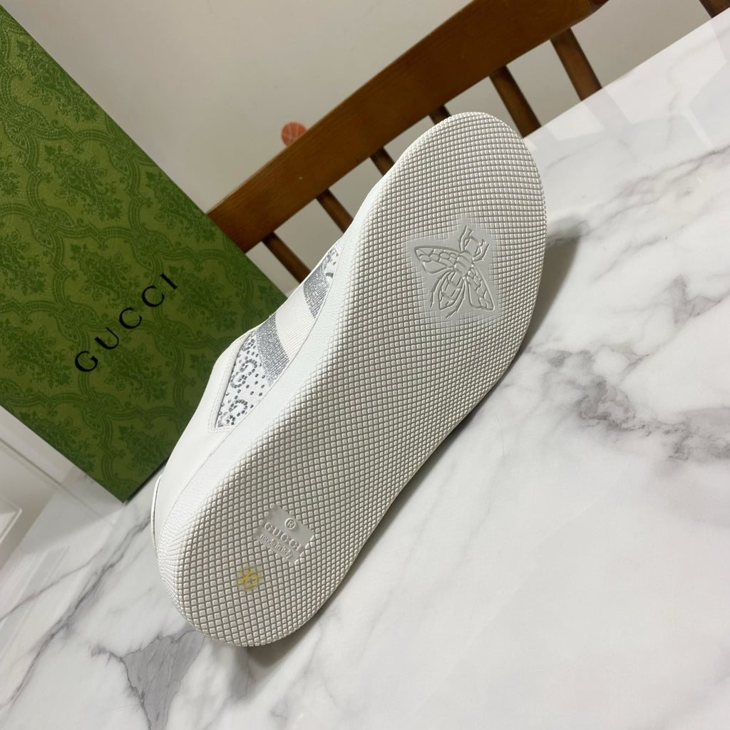 Gucci unisex sneaker outsole view with textured tread and logo