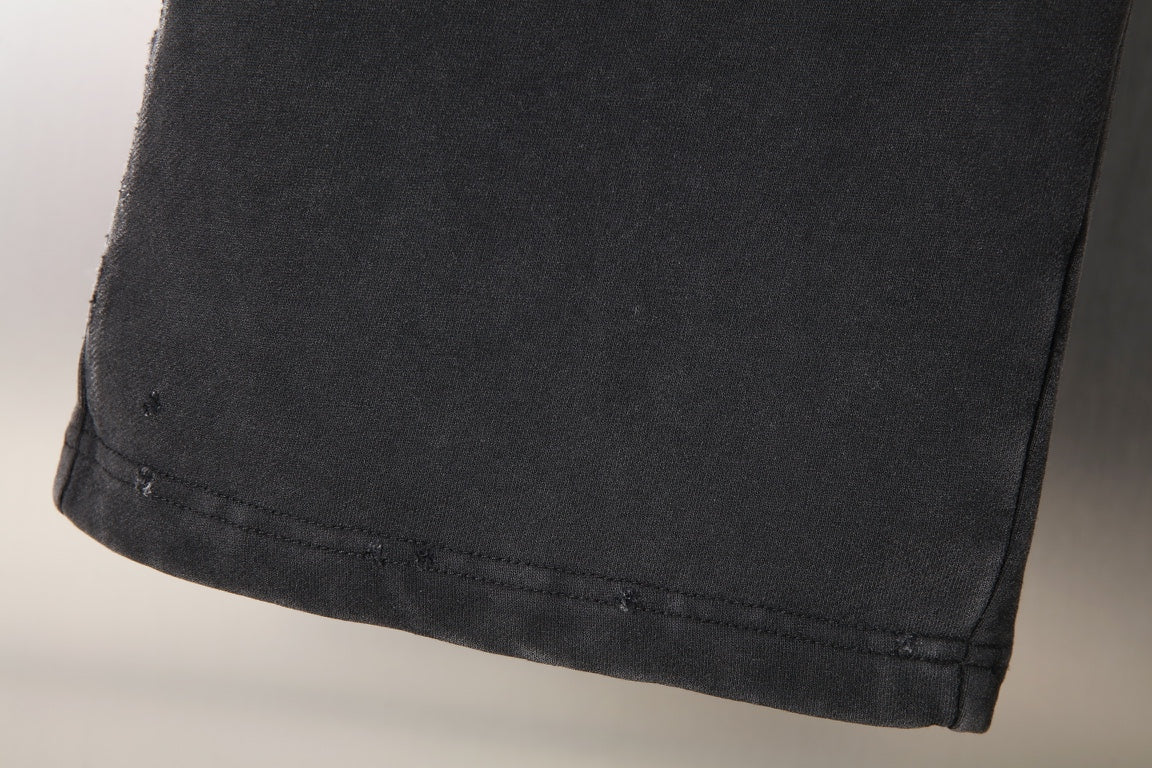 Black Balenciaga pants straight hem with visible stitching