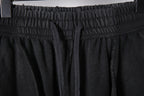Black Balenciaga pants waist with gathered elastic and front pleats