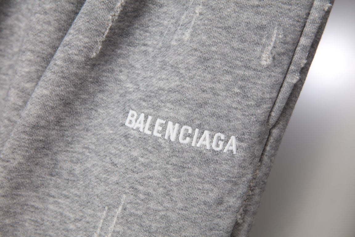Balenciaga gray pants with embroidered BALENCIAGA logo on the leg