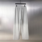 Balenciaga gray wide-leg pants with elastic waist and straight long legs