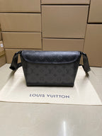 Louis Vuitton men's messenger bag in blue monogram canvas with front flap
