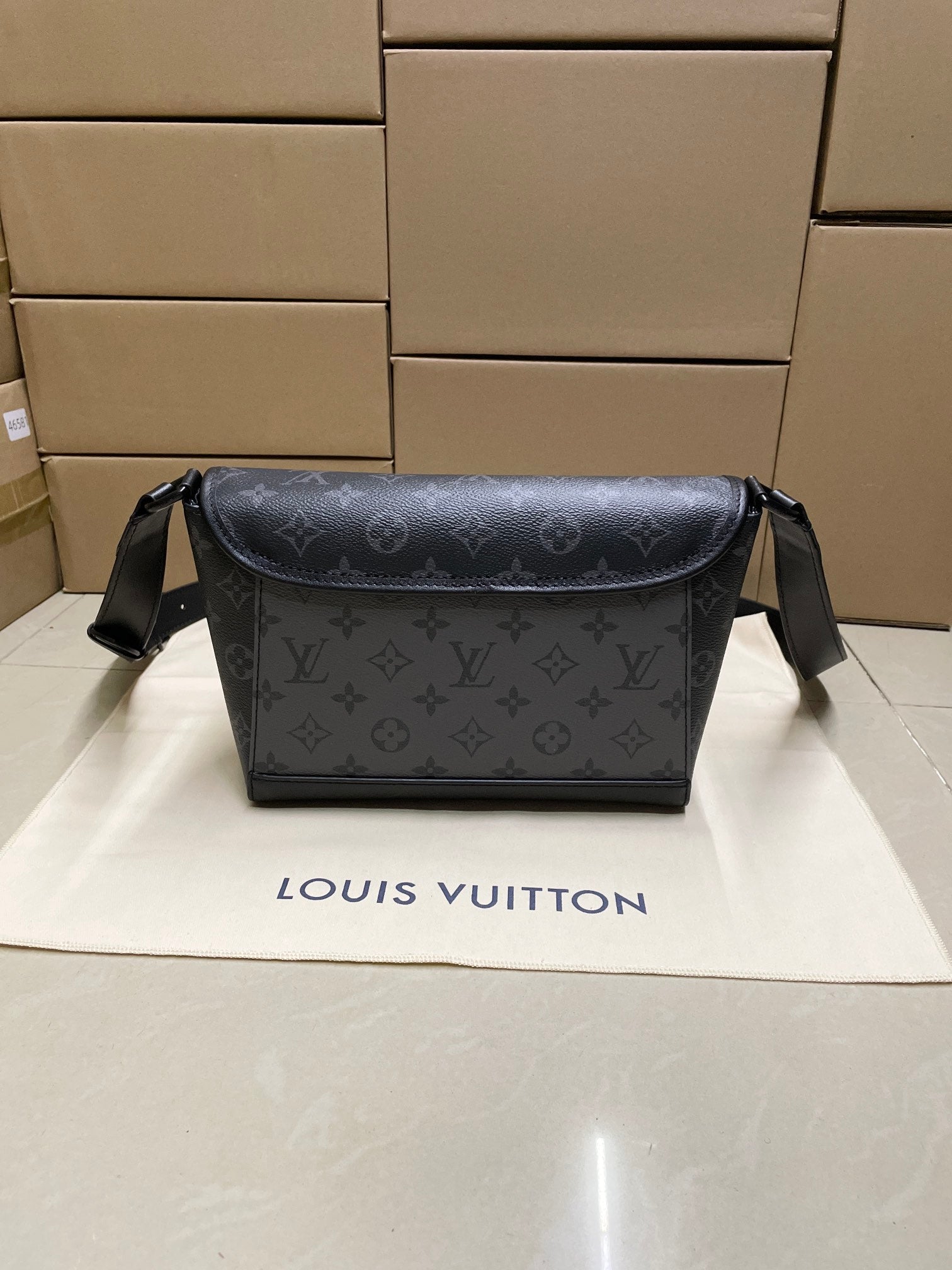 Louis Vuitton men's messenger bag in blue monogram canvas with front flap