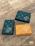 Louis Vuitton small wallet set, green and orange with monogram pattern and flap