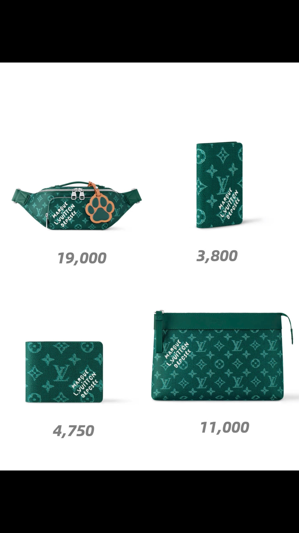 Louis Vuitton small bag accessories, dark green monogram card holder and pouch designs