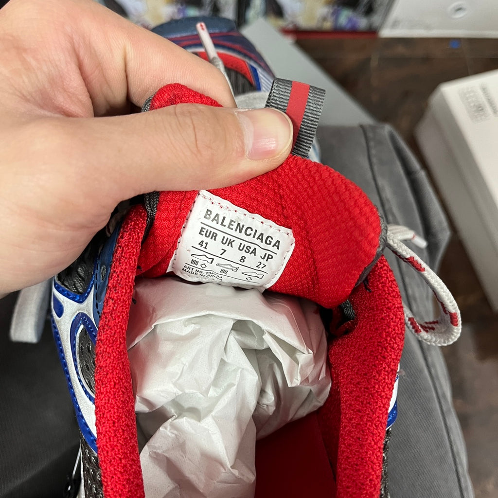 Balenciaga unisex sneaker inner label, red knit collar and size tag