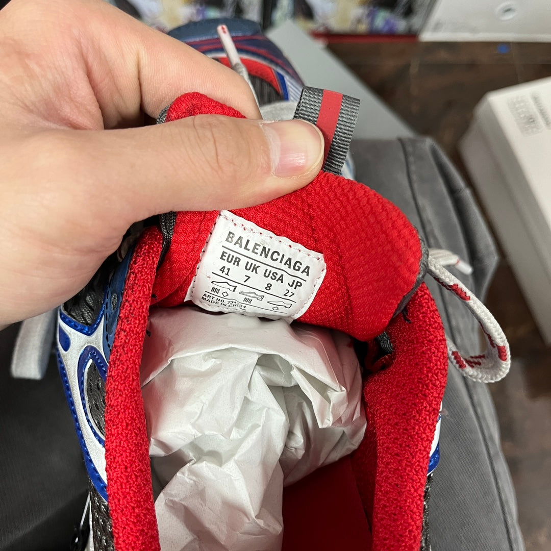 Balenciaga unisex sneaker inner label, red knit collar and size tag