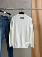 Gucci white crewneck sweater back view with small brown label