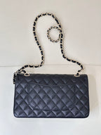 Chanel dark navy quilted flap shoulder bag with chain strap and CC logo
