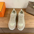 Hermes unisex sneakers, light suede and mesh upper with white laces and cupsole