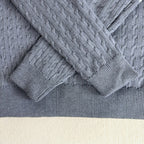 Moncler long knit sweater, light blue cable knit hem and cuffs