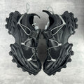 Balenciaga unisex sneakers, black leather with chunky textured tread and lace-up straps