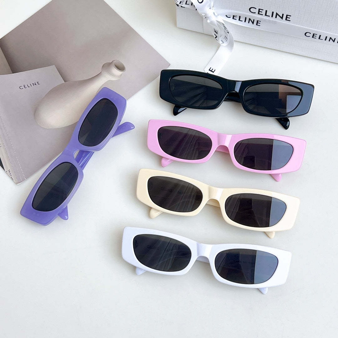 Celine sunglasses set, mixed colors with dark lenses including purple, pink, cream, and black.