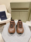 Unisex sneakers in tan and brown with brown laces and mesh panels