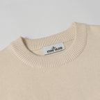Light beige crewneck knit collar with Stone Island logo label