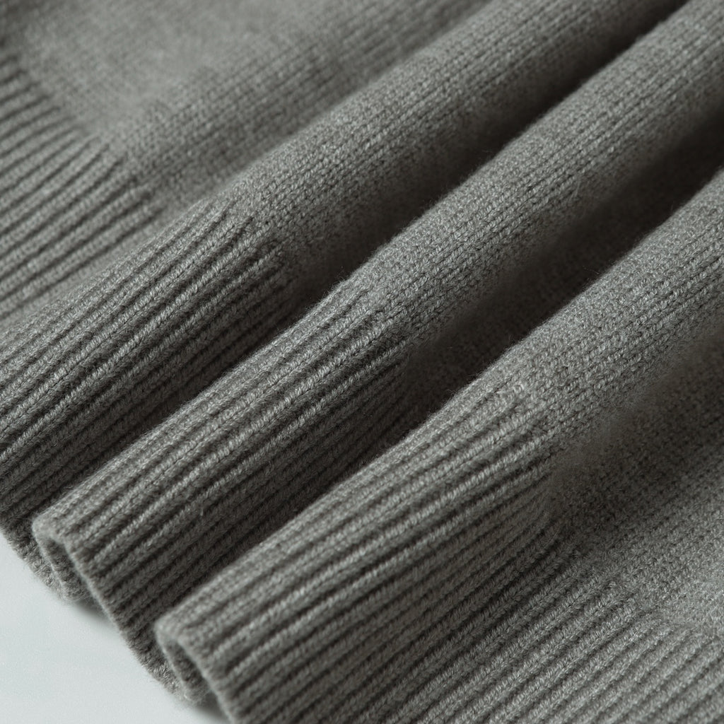 Stone Island gray knit sweater ribbing on sleeve cuff and hem detail