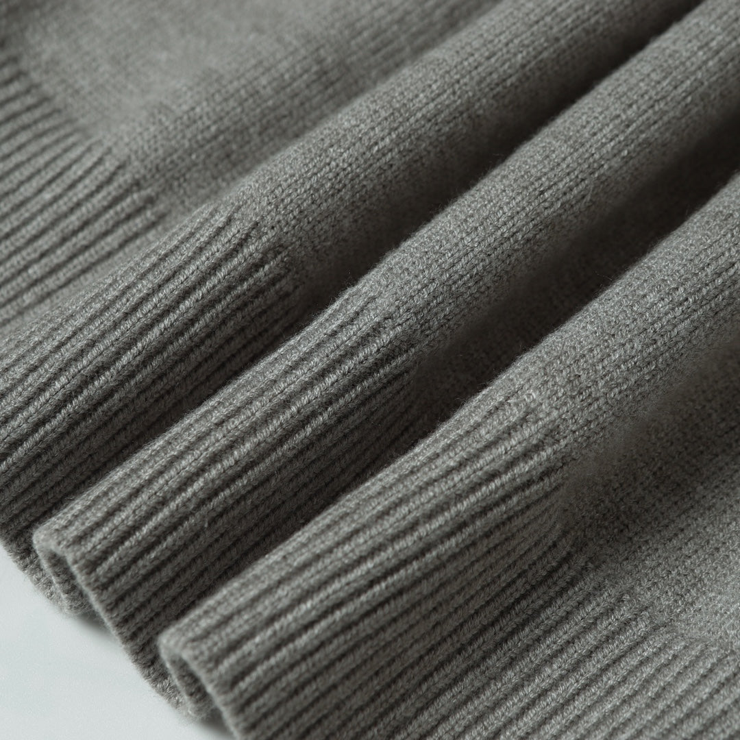Stone Island gray knit sweater ribbing on sleeve cuff and hem detail